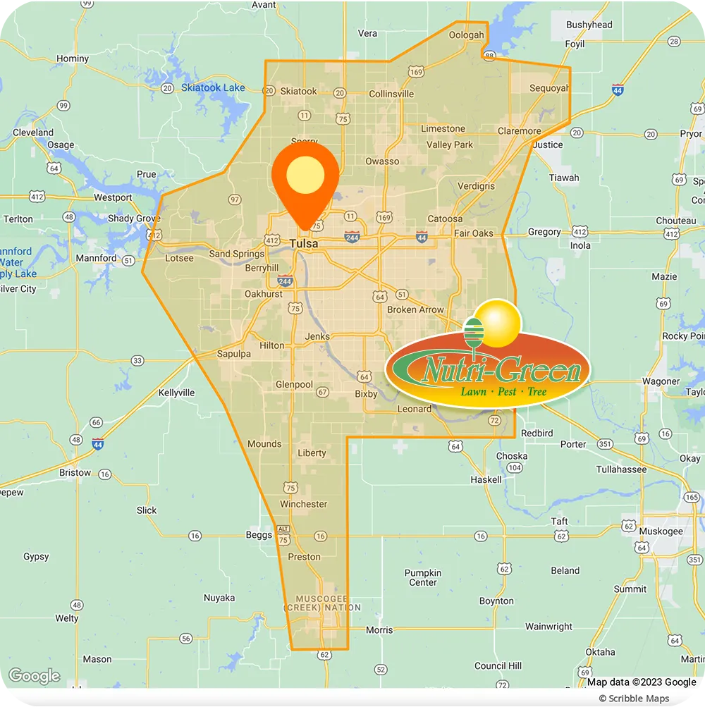NutriGreen Land and Pest Service Area Map Tulsa, OK